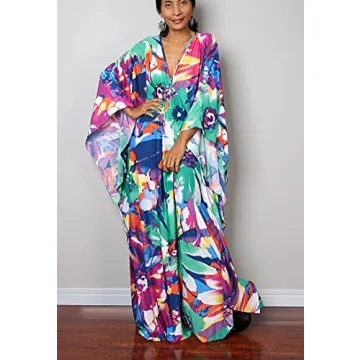 Beautiful Plus Size 70s Floral Caftan Cover-Up