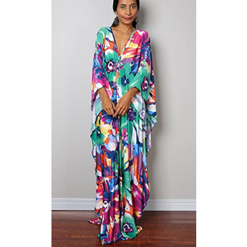 Beautiful Plus Size 70s Floral Caftan Cover-Up