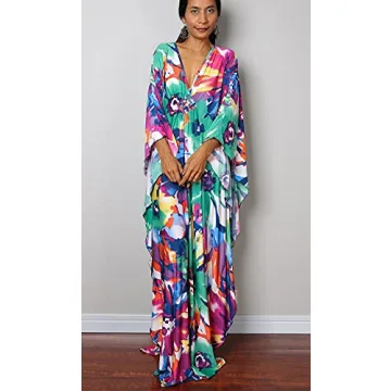 Beautiful Plus Size 70s Floral Caftan Cover-Up