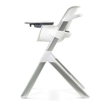 4moms high chair, For Baby, Infant, and Toddler, Magnetic, One-Handed Tray Attachment, from The Makers of The mamaRoo, White/Grey