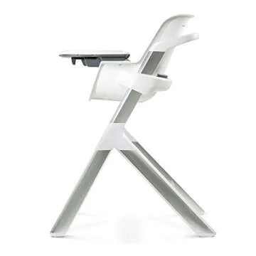4moms high chair, For Baby, Infant, and Toddler, Magnetic, One-Handed Tray Attachment, from The Makers of The mamaRoo, White/Grey