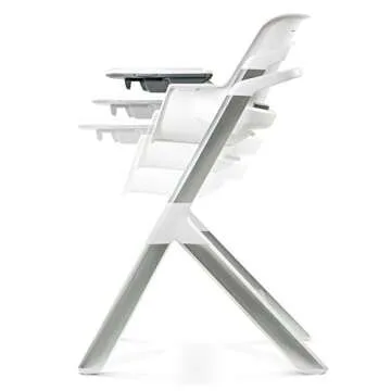 4moms high chair, For Baby, Infant, and Toddler, Magnetic, One-Handed Tray Attachment, from The Makers of The mamaRoo, White/Grey