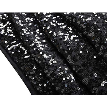 PrettyGuide Women's Sequin Skirt High Waist Sparkle Pencil Skirt Party Cocktail L Black