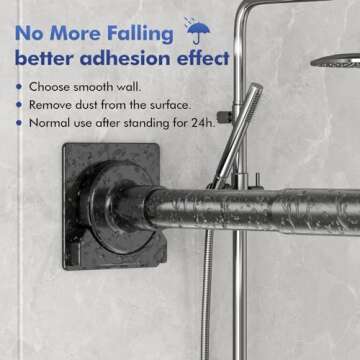 Shower Curtain Rod with Holders 32"-55", No Drill Curtain Rod Black Tension Shower Curtain Rod Stainless Steel Rust Proof Shower Rods for RV, Shower Stall