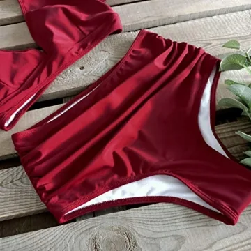 Trendy SPORLIKE Women Ruffle High Waist Swimsuit