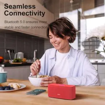 DOSS SoundBox Touch Wireless Bluetooth Speaker with HD Sound and Bass, IPX5 Water-Resistant, 20H Playtime, Handsfree, Portable for Office, Home, Outdoor, Travel-Red