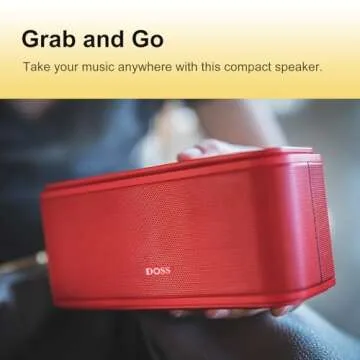 DOSS SoundBox Touch Wireless Bluetooth Speaker with HD Sound and Bass, IPX5 Water-Resistant, 20H Playtime, Handsfree, Portable for Office, Home, Outdoor, Travel-Red