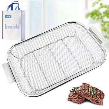 H&W Stainless Steel Grill Basket for BBQ and Cooking