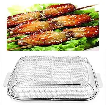 H&W Stainless Steel Grill Basket for BBQ and Cooking