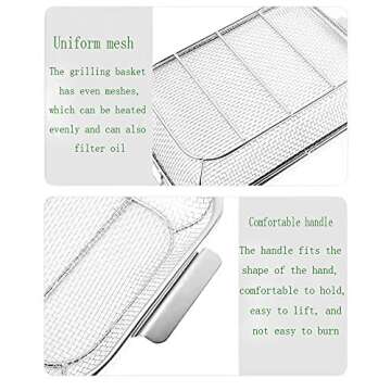 H&W Stainless Steel Grill Basket for BBQ and Cooking