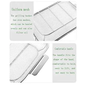 H&W Stainless Steel Grill Basket for BBQ and Cooking