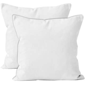 Cotton Canvas Throw Pillow Covers Pack of 2 White 20x20
