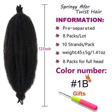 ZRQ Black Springy Afro Twist Hair For Butterfly Locs 12 Inch Pre-Separated Marley Twist Crochet Brai...