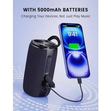 JaxiLano Bluetooth Speaker: Waterproof, RGB Lights, BT5.3, Perfect for Outdoors