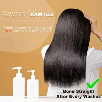 TRIIPPY Raw Human Hair Bundles,Triple Lifespan Than Regular Virgin Hair No.1 Sales Of Raw Hair Bundles Keep Silky And Bone Straight After Multiple Washes 100% Cambodian Raw Hair 18 18 18 inches