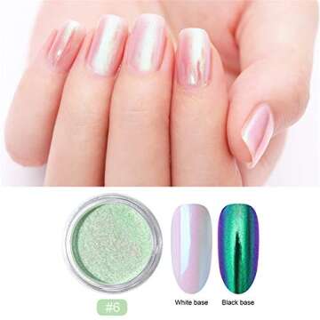 BORN PRETTY Chameleon Nail Powder 8 Box Nail Art Decoration Holographic Glitter Dust Black Base Needed