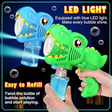 Dino Bubble Guns 2 Pack - Perfect Outdoor Fun for Kids