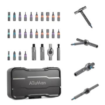 AtuMan 24 in 1 Ratchet Screwdriver Set with Detachable Handle, S2 Alloy Steel Precision Bits, Magnet...