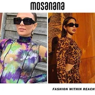 mosanana Trendy Rectangle Sunglasses for Women Men Tortoise Shell Cheetah Leopard Print Vintage Retro Fashion Cool 90s Cute Rectangular Funky Small Face Skinny Stylish Chunky 2023 Shade Trimble