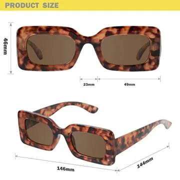 mosanana Trendy Rectangle Sunglasses for Women Men Tortoise Shell Cheetah Leopard Print Vintage Retro Fashion Cool 90s Cute Rectangular Funky Small Face Skinny Stylish Chunky 2023 Shade Trimble