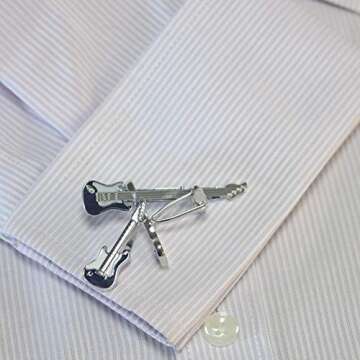 Salutto Men's Cufflink and Tie Clip Tie Bar Set Fashion Special Shape (Guitar)
