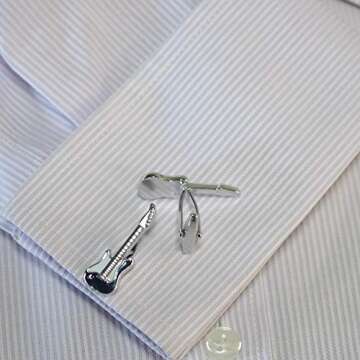 Salutto Men's Cufflink and Tie Clip Tie Bar Set Fashion Special Shape (Guitar)