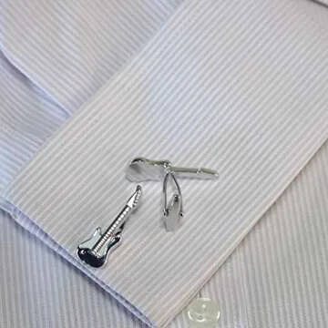Salutto Men's Guitar Cufflinks and Tie Clip Set for Unique Style