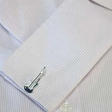 Salutto Men's Guitar Cufflinks and Tie Clip Set for Unique Style