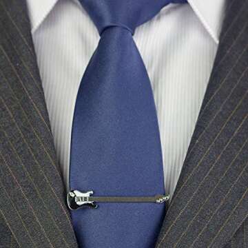 Salutto Men's Cufflink and Tie Clip Tie Bar Set Fashion Special Shape (Guitar)