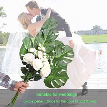 DVGUN Artificial Palm Plants Leaves Faux Turtle Leaf Fake Tropical Large Palm Tree Leaves Imitation Leaf Artificial Plants for Home Kitchen Party Flowers Arrangement Wedding Decorations