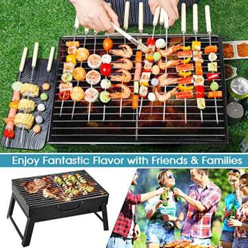 Folding Portable Barbecue Charcoal Grill, Barbecue Desk Tabletop Outdoor Stainless Steel Smoker BBQ ...
