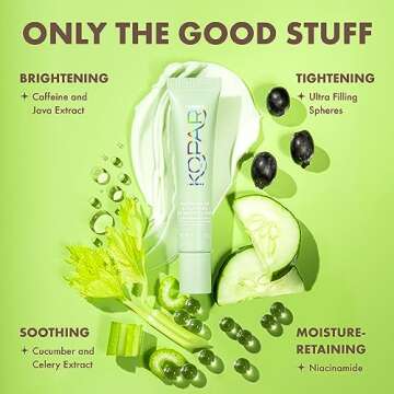 Kopari Niacinamide & Caffeine Eye Bright Cream, Fade Dark Circles & Reduce Puffiness, Tightens & Smooths Appearance of Wrinkles, 0.5 oz