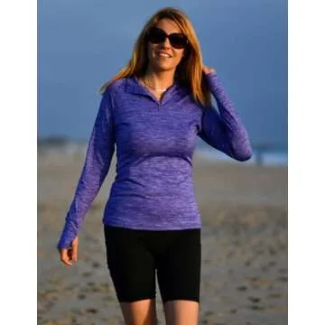ELESOL Women's Long Sleeve Workout Tee Running Gym Sports T-Shirt Fast Dry Purple M