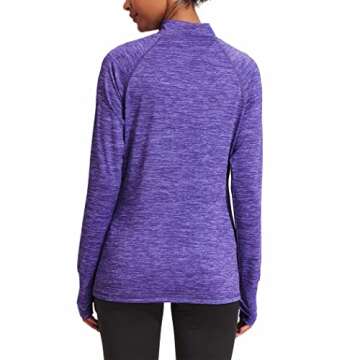 ELESOL Women's Long Sleeve Workout Tee Running Gym Sports T-Shirt Fast Dry Purple M