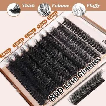 Focipeysa Eyelash Extension Kit, 200pcs 80D Mink Fur False Eyelashes, 10-18mm DIY Lash Clusters, Matte Black, Vegan, Cruelty Free, Includes Lash Bond & Remover, Tweezers