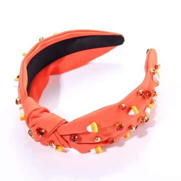 Halloween Headbands for Women Halloween Accessories Beaded Boo Trick or Treat Knotted Headband Embel...