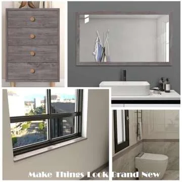 FEILAYS Wood Grain Wallpaper Border Removable PVC Waterproof Peel and Stick Wallpaper, Bathroom Mirror Frame Border Sticker Wall Decor Window sill Door Frame Black Locust Wood 3.93inch x 393inch