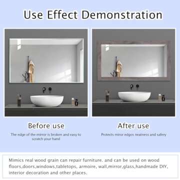 FEILAYS Wood Grain Wallpaper Border Removable PVC Waterproof Peel and Stick Wallpaper, Bathroom Mirror Frame Border Sticker Wall Decor Window sill Door Frame Black Locust Wood 3.93inch x 393inch