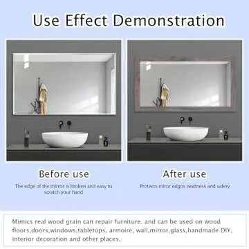 FEILAYS Wood Grain Wallpaper Border Removable PVC Waterproof Peel and Stick Wallpaper, Bathroom Mirror Frame Border Sticker Wall Decor Window sill Door Frame Black Locust Wood 3.93inch x 393inch