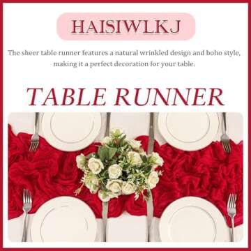 3 Pack 120 Inch Red Cheesecloth Table Runner Boho Rustic Gauze Sheer Romantic 10 FT Long Cheese Cloth Table Runner for Bridal Baby Shower Wedding Party Birthday Holiday Home Easter Decor