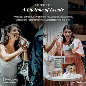 FeteFone The Brittany Vintage Audio Guest Book Phone, Unique Voicemail Message Recorder, Guestbook Alternative for Wedding, Bridal Shower, Birthday Party, Baby Shower, Anniversary, Engagement, White