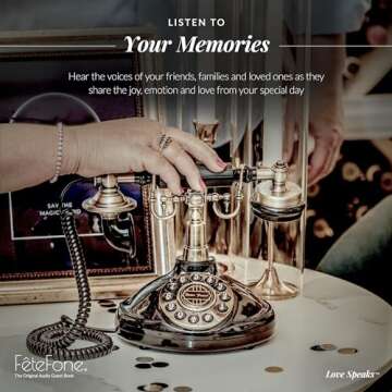 FeteFone The Brittany Vintage Audio Guest Book Phone, Unique Voicemail Message Recorder, Guestbook Alternative for Wedding, Bridal Shower, Birthday Party, Baby Shower, Anniversary, Engagement, White