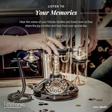 FeteFone The Brittany Vintage Audio Guest Book Phone, Unique Voicemail Message Recorder, Guestbook Alternative for Wedding, Bridal Shower, Birthday Party, Baby Shower, Anniversary, Engagement, White