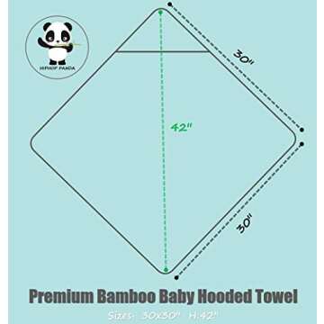 HIPHOP PANDA Hooded Towel - Rayon Made from Bamboo, Bath Towel with Bear Ears for Newborn, Baby, Tod...
