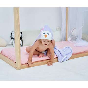 HIPHOP PANDA Baby Hooded Towel - Soft Bamboo Rayon - 30"x30"