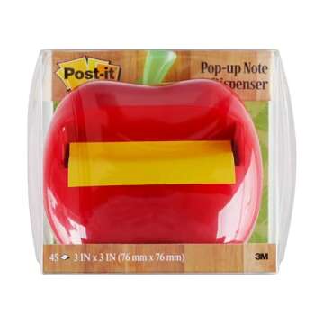 Post-it Pop-up Notes Dispenser, Apple-Shaped Dispenser and Post-it Super Sticky Pop-up Notes, 3x3 in, 1 Pad/Pack (APL-330)