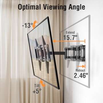 ELIVED UL Listed TV Wall Mount for Most 37-82 Inch Flat Screen TVs, Swivel and Tilt Full Motion TV M...