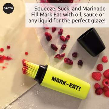 OTOTO Mark-Eat Pastry Brush - Silicone Basting Brush - Silicone Brush Cooking Brush - Kitchen Brush for Cooking, Basting Brushes, Cook Brush, Kitchen Brushes, Cute Kitchen Accessories Cooking Gifts