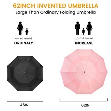 Prospo 62 Inch Large Travel Umbrella Windproof Automatic Open Close