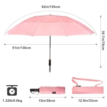 Prospo 62 Inch Large Travel Umbrella Windproof Automatic Open Close